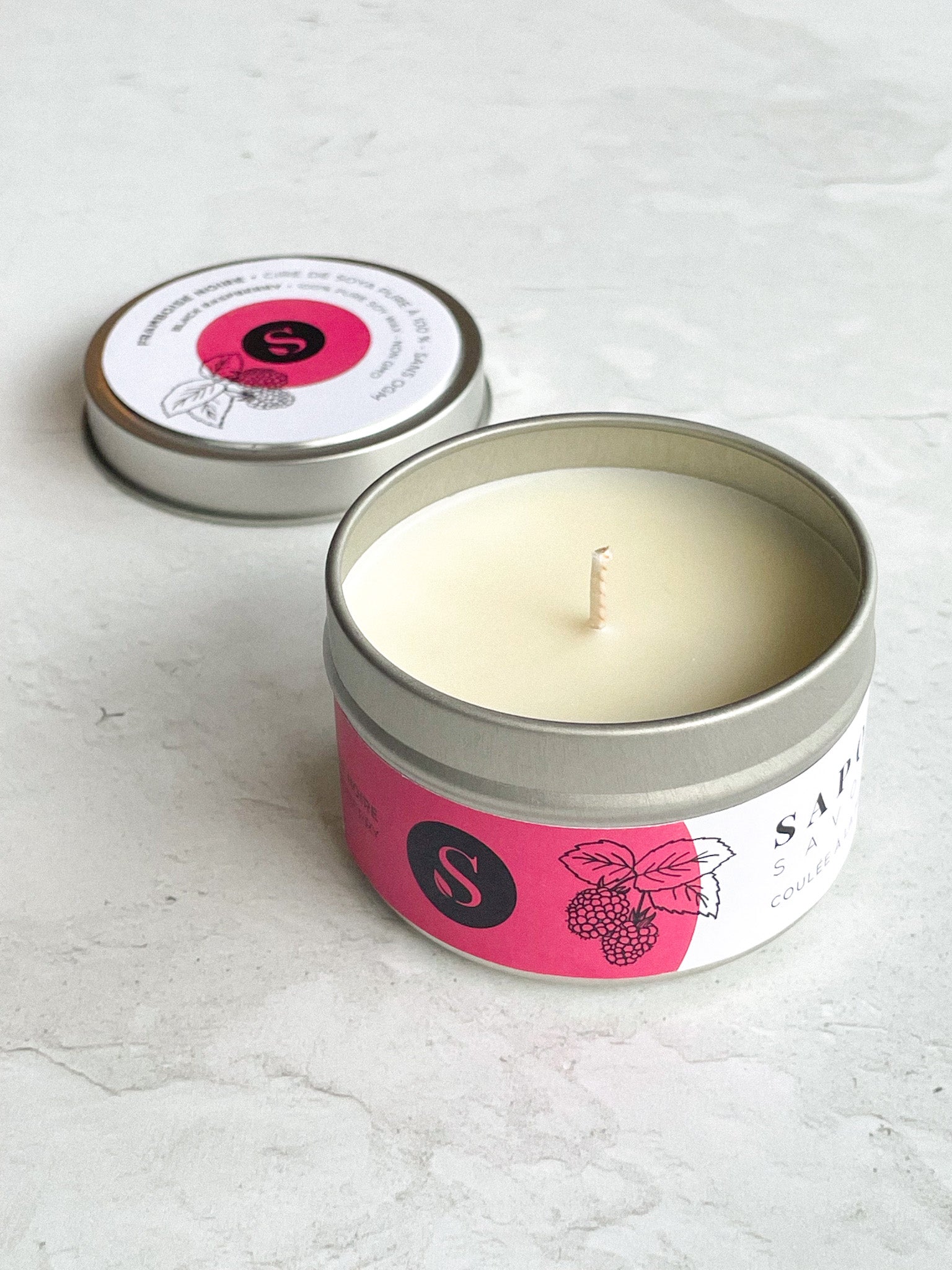 Bougie de soya – Framboise noire - Bougies - Savonnerie Saponaria