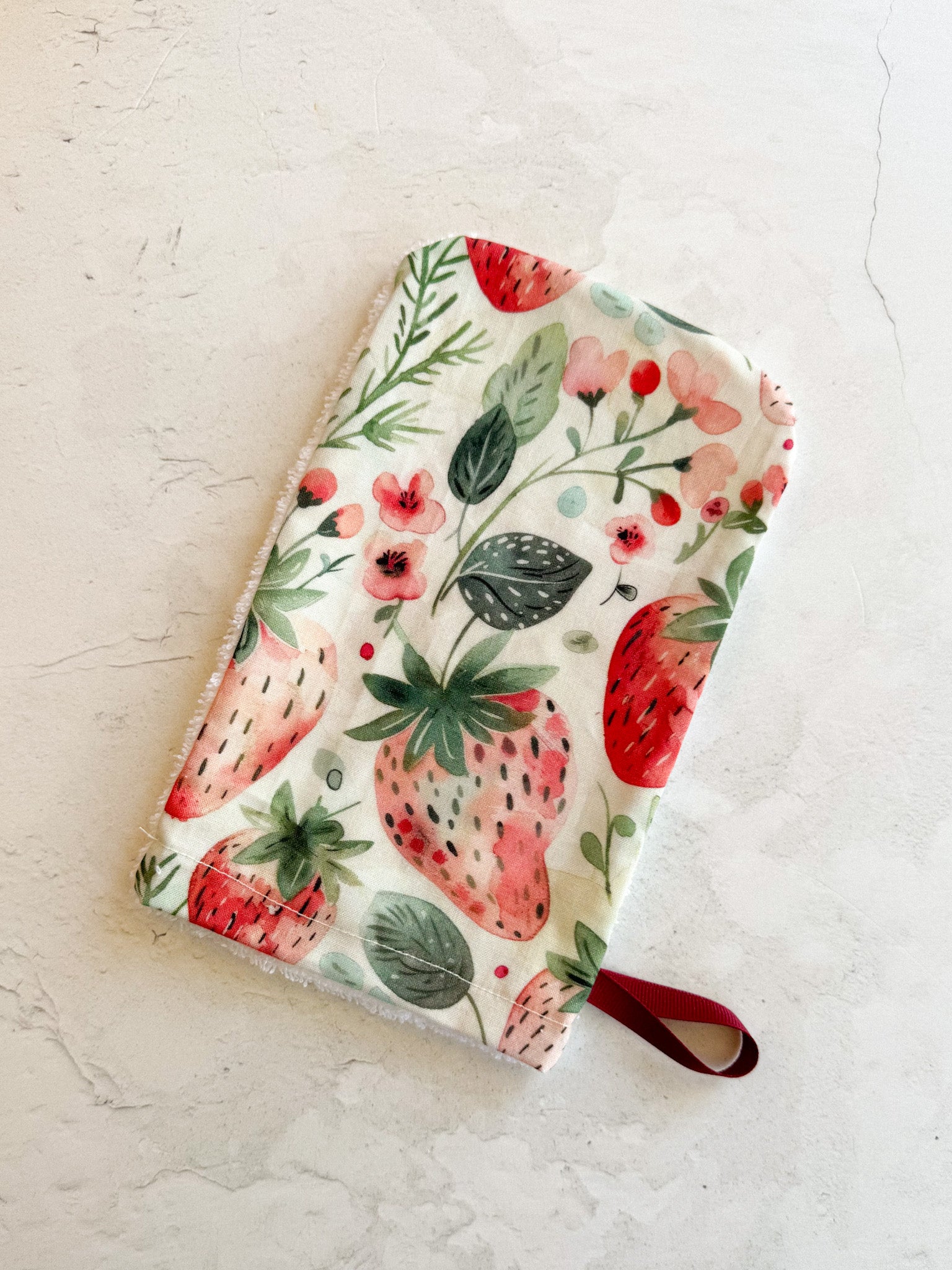 Gant de bain fraises - Savonnerie Saponaria