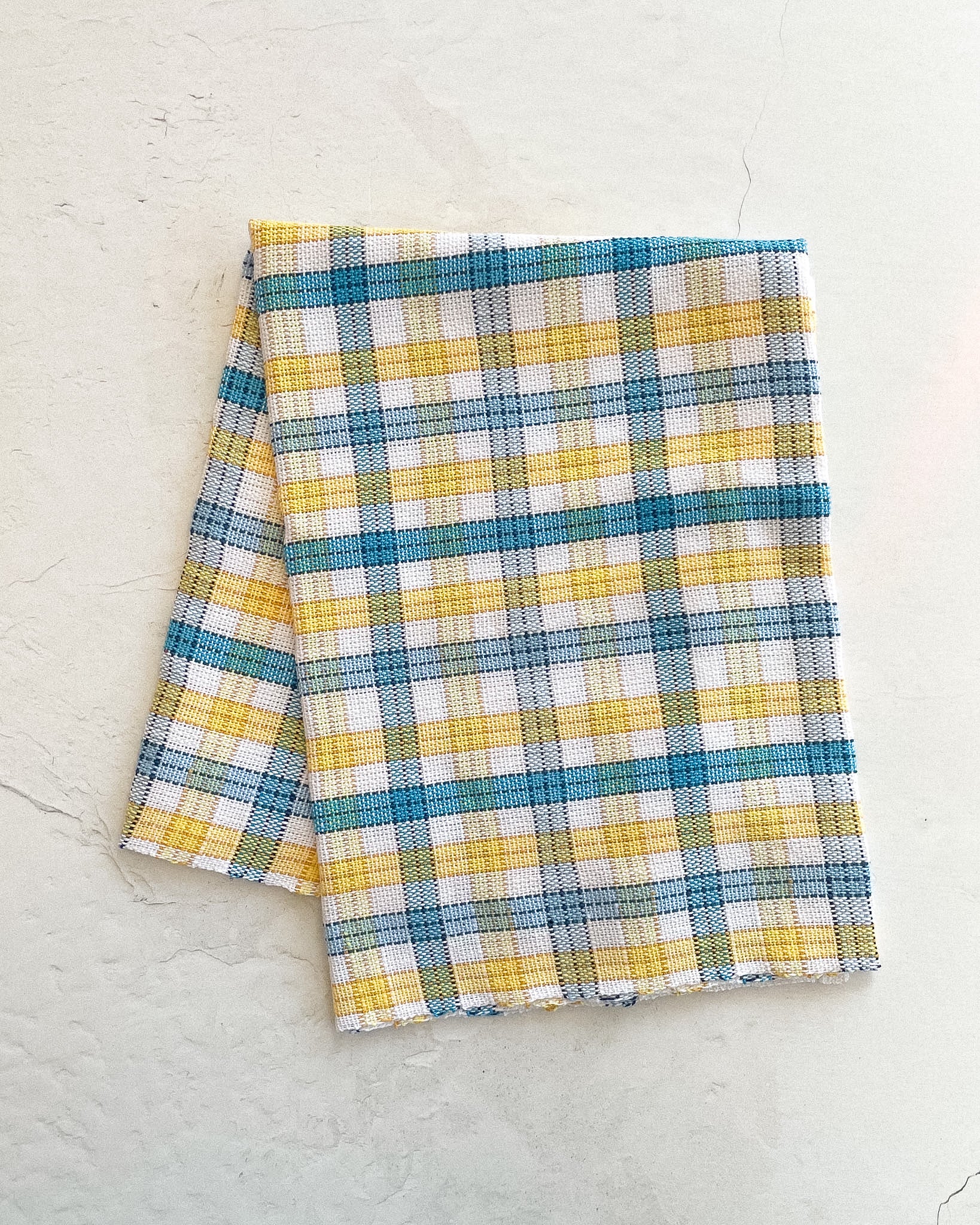 Linge vaisselle tissé - bleu, jaune - Savonnerie Saponaria