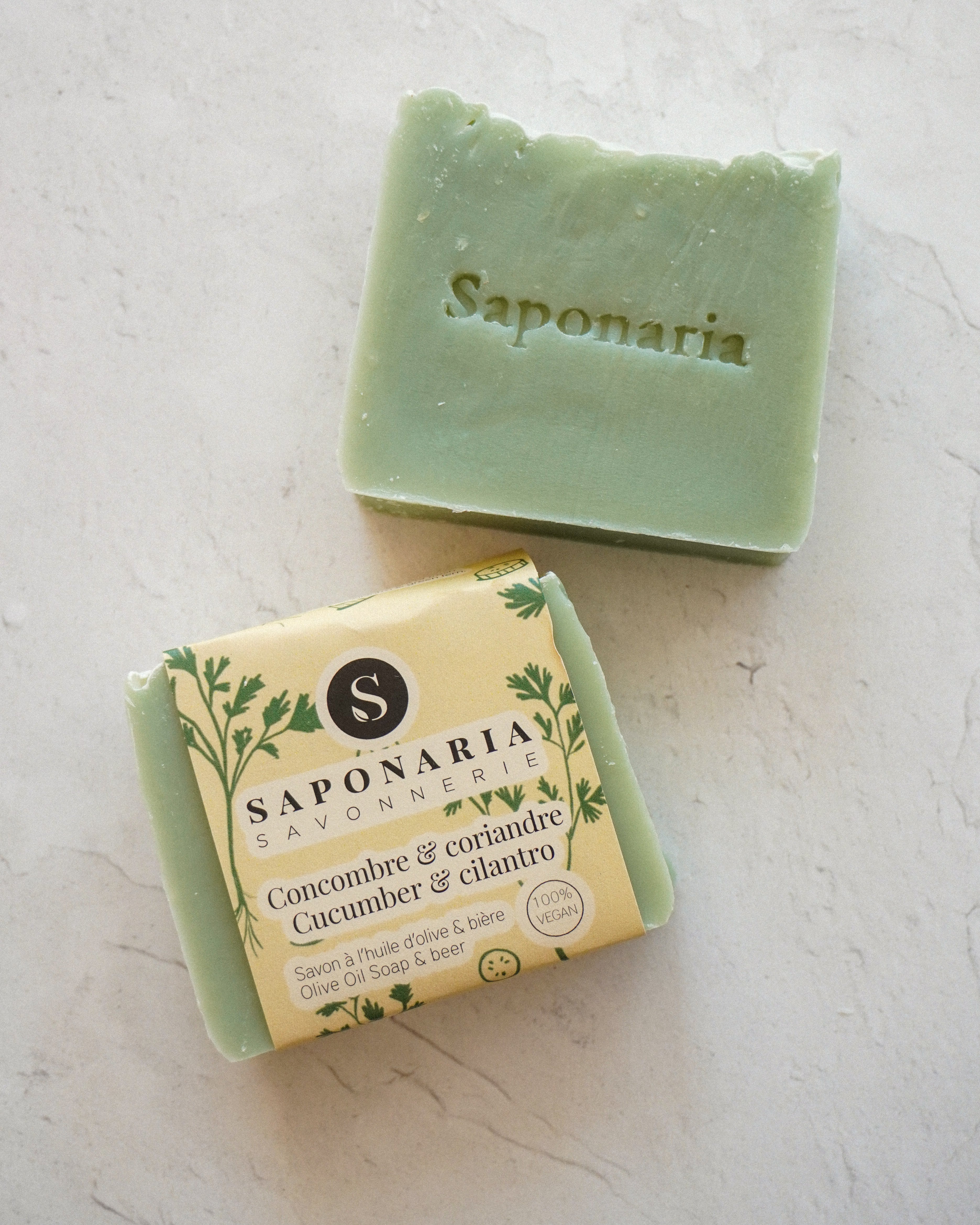 Savon – Concombre & coriandre (bière) - Savons - Savonnerie Saponaria