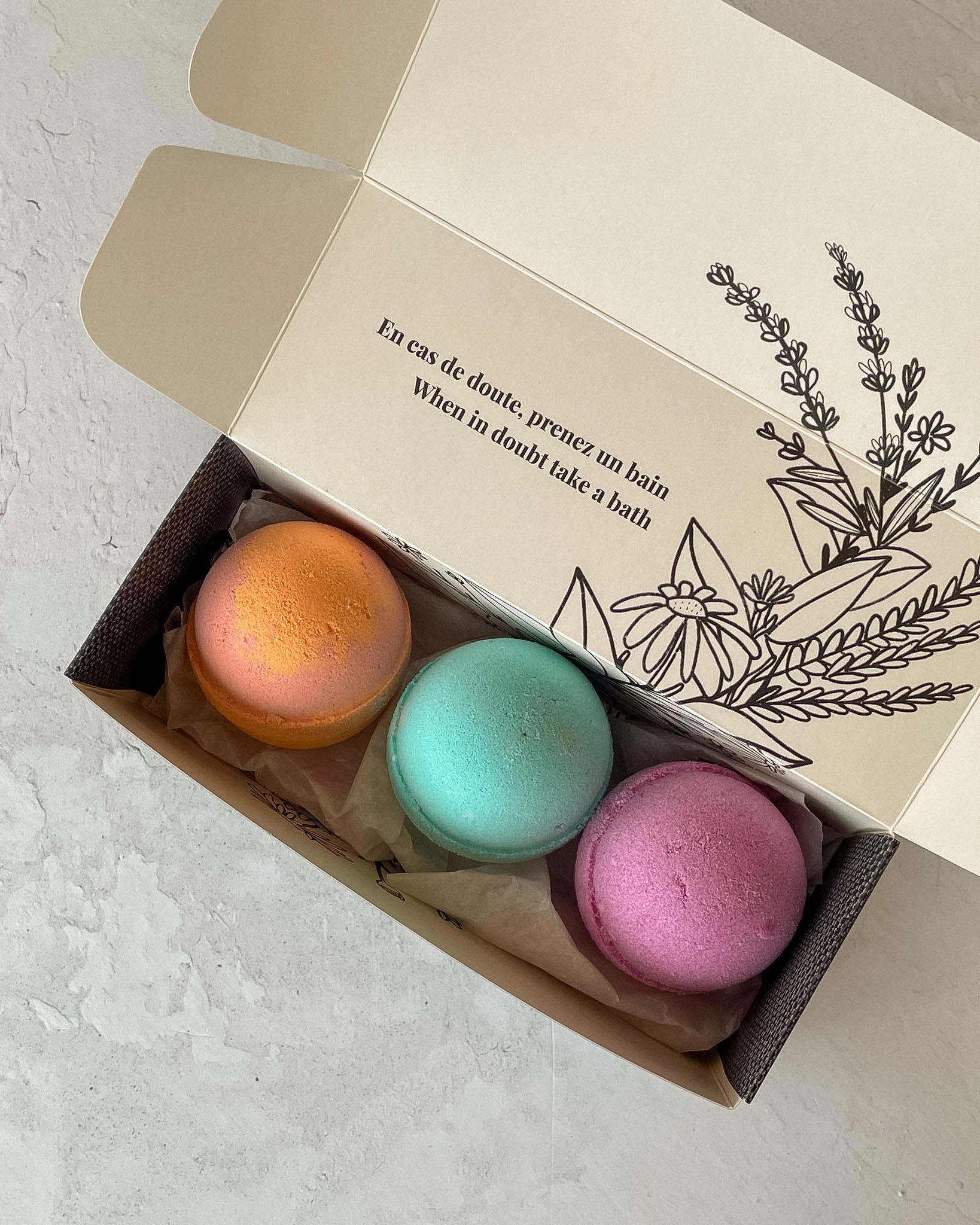 Coffret personnalisé de 3 bombes de bain - Coffrets - Savonnerie Saponaria