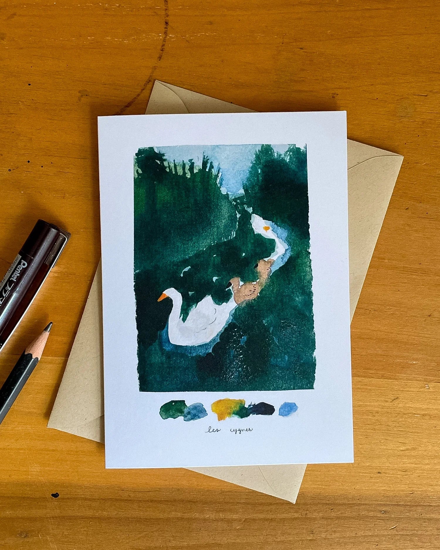 Carte de souhaits - les cygnes